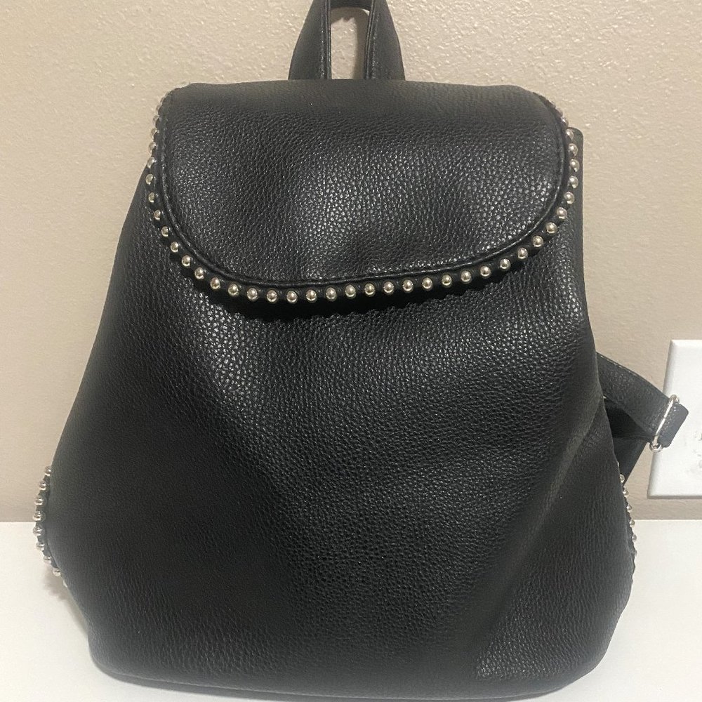 Black Faux Leather Backpack